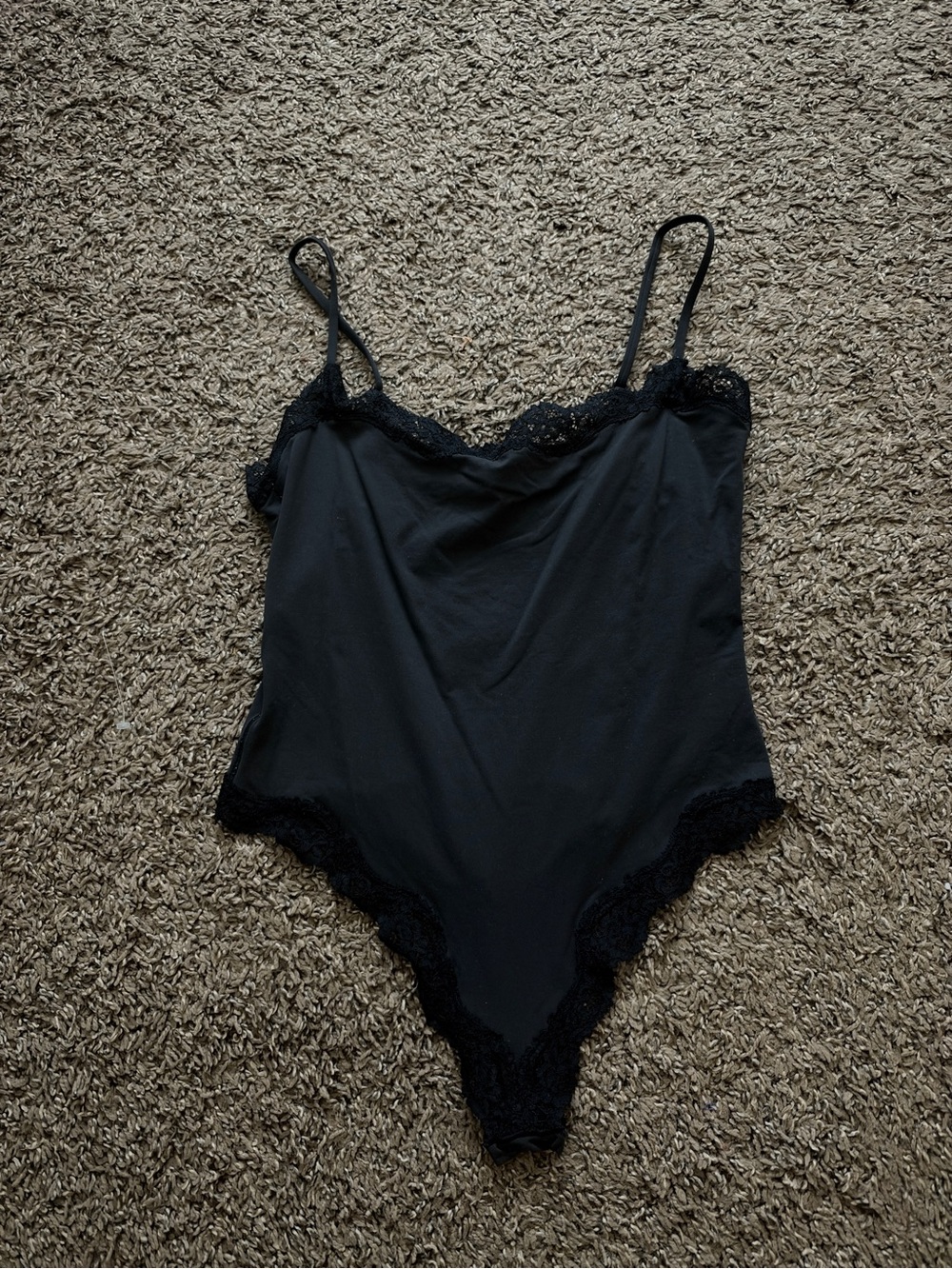 Skims Black Lace Trim Camisole Bodysuit